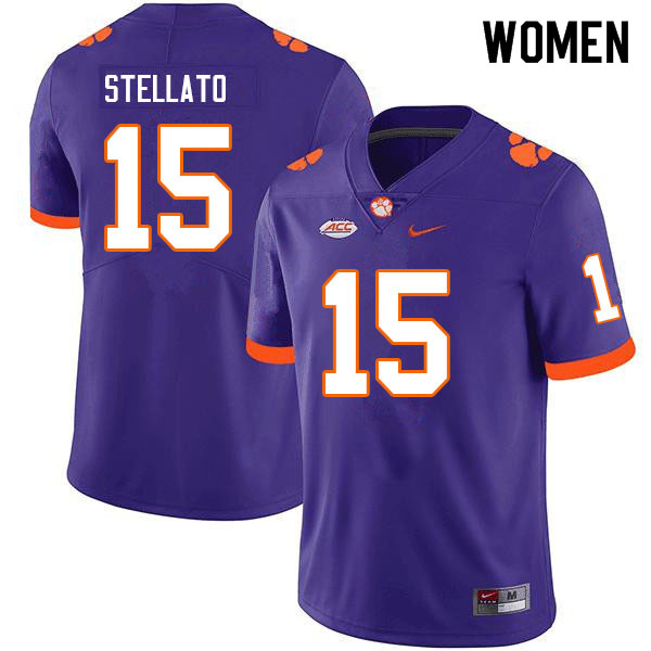 Women #15 Troy Stellato Clemson Tigers College Football Jerseys Sale-Purple